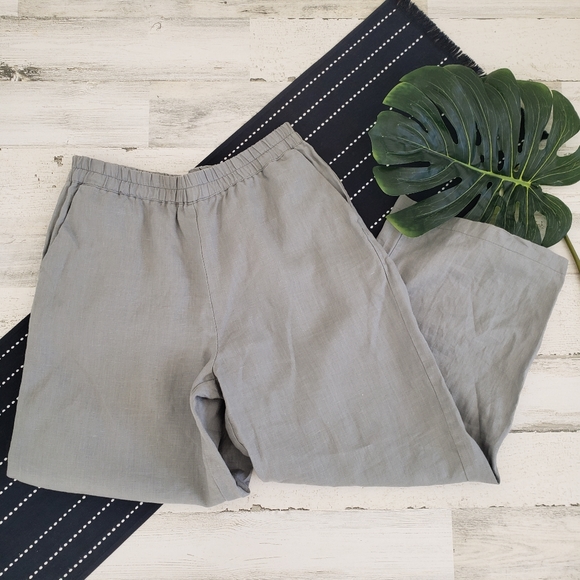 Amour Vert Pants - Amour Vert Salice Linen Pants Straight Leg Eucalyptus Size Medium